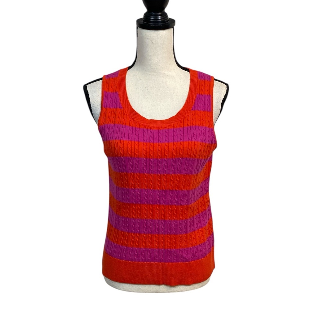 Talbots Orange and Purple Cable Knit Tank Top Size MP